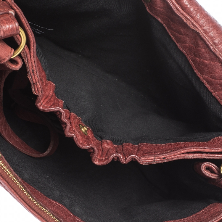 Pre Owned Jerome Dreyfuss Burgundy Leather Igor Shoulder Bag
