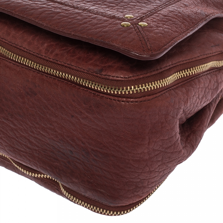 Pre Owned Jerome Dreyfuss Burgundy Leather Igor Shoulder Bag
