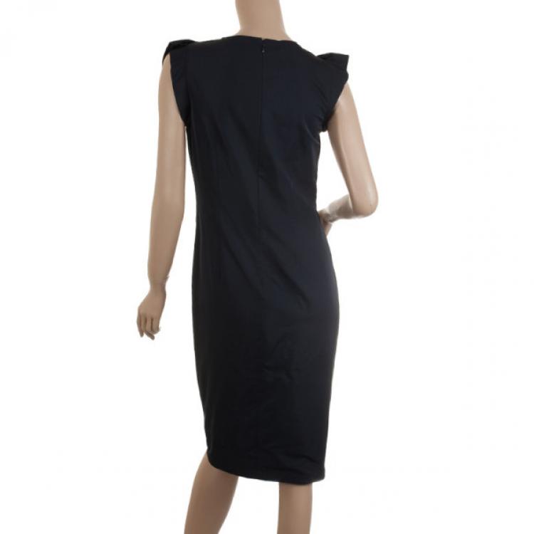 Pre Owned Jil Sander Navy Blue Silk Dress S