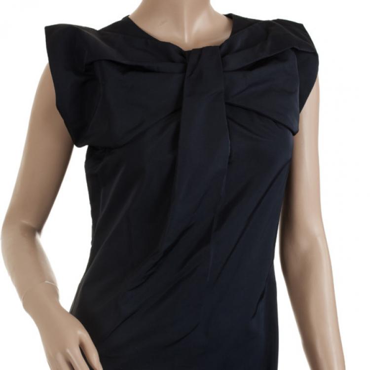 Pre Owned Jil Sander Navy Blue Silk Dress S