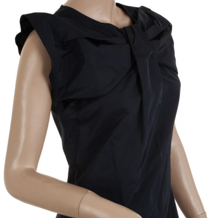 Pre Owned Jil Sander Navy Blue Silk Dress S