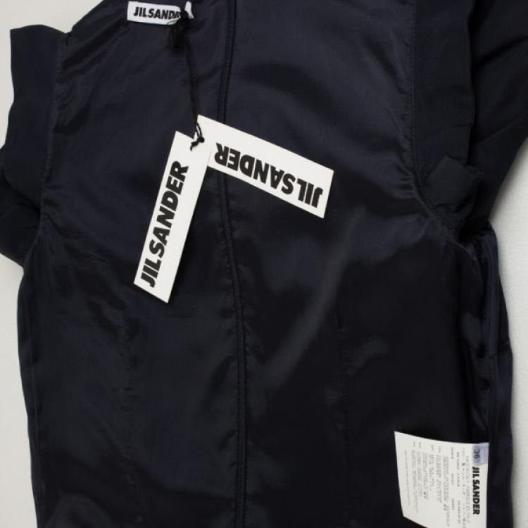 Pre Owned Jil Sander Navy Blue Silk Dress S