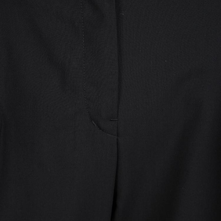 Pre Owned Jil Sander Black Wool Pleated Wide Leg Trousers M