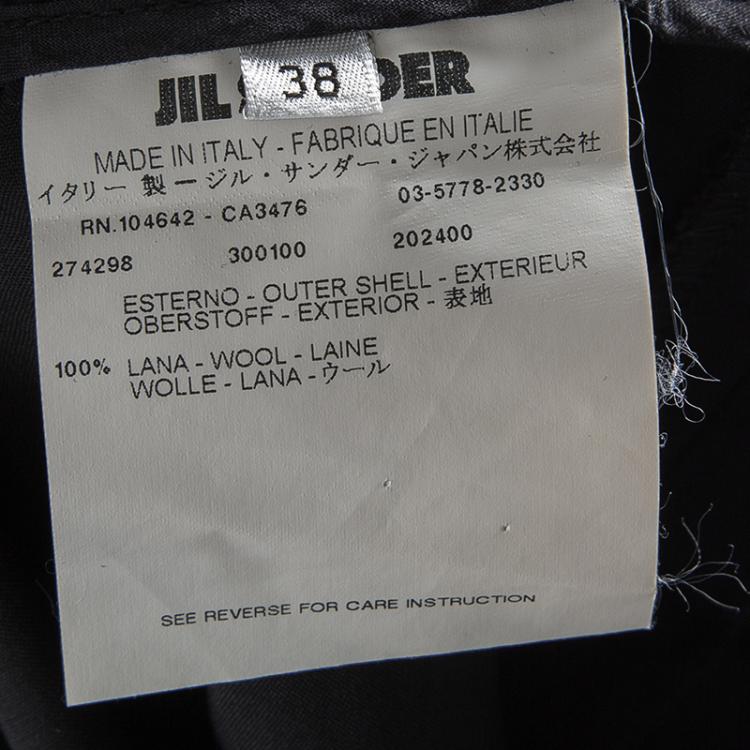 Pre Owned Jil Sander Black Wool Pleated Wide Leg Trousers M