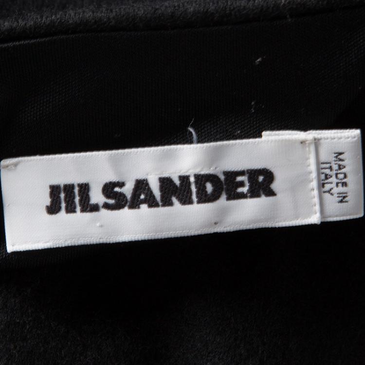Pre Owned Jil Sander Black Knit Draped Front Sleeveless Dress L