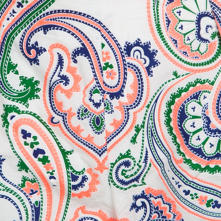 Pre Owned Jil Sander Neon Lunetta Paisley Print Tailored Cotton Trousers L