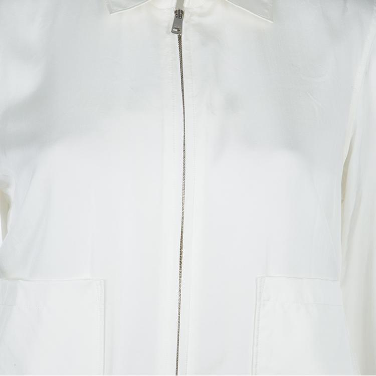 Pre Owned Jil Sander Cream Silk Jacket S