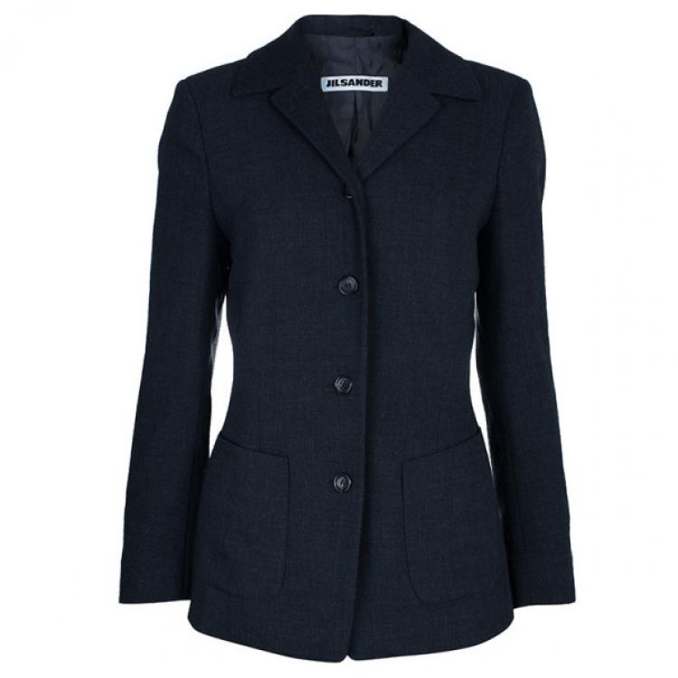 Pre Owned Jil Sander Charcoal Wool Skirt Suit S