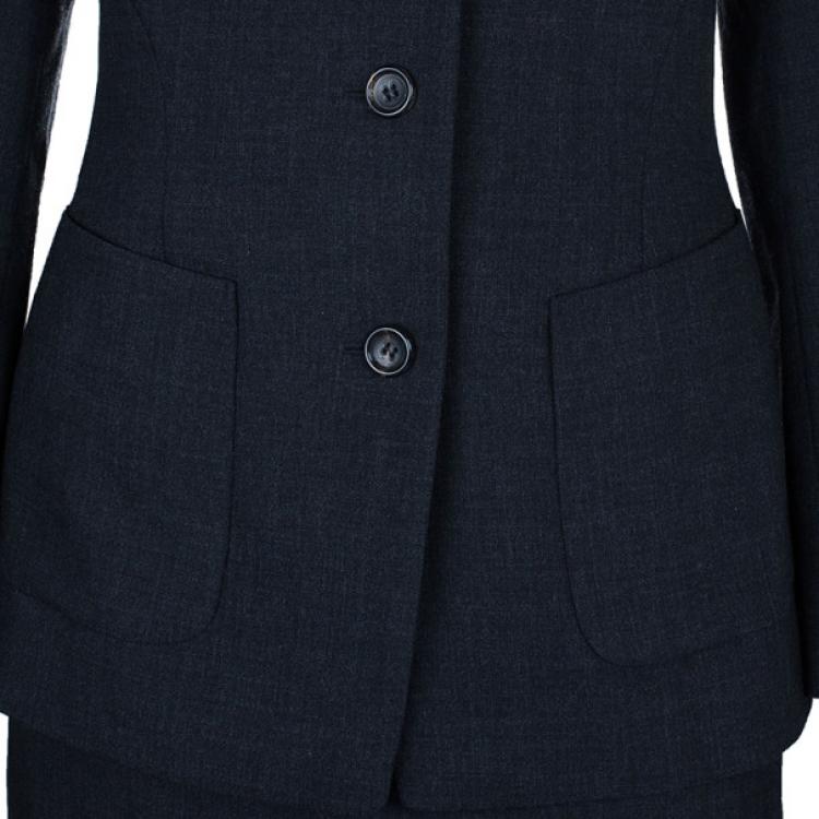 Pre Owned Jil Sander Charcoal Wool Skirt Suit S