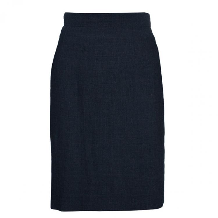 Pre Owned Jil Sander Charcoal Wool Skirt Suit S