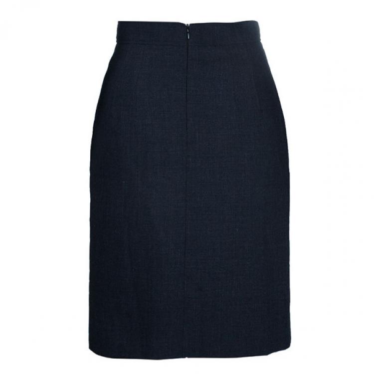 Pre Owned Jil Sander Charcoal Wool Skirt Suit S
