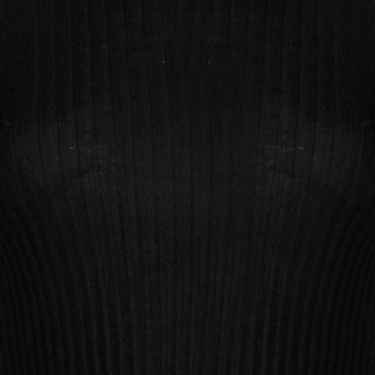 Pre Owned Jil Sander Black Cashmere Ribbed Knit Hooded Sweater S