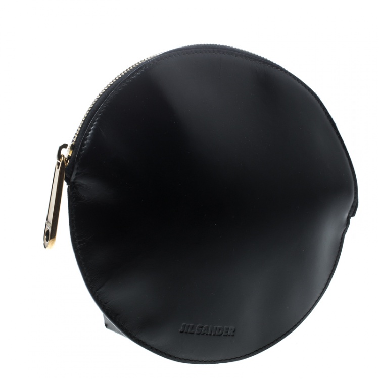 Pre Owned Jil Sander Black Leather Round Clutch