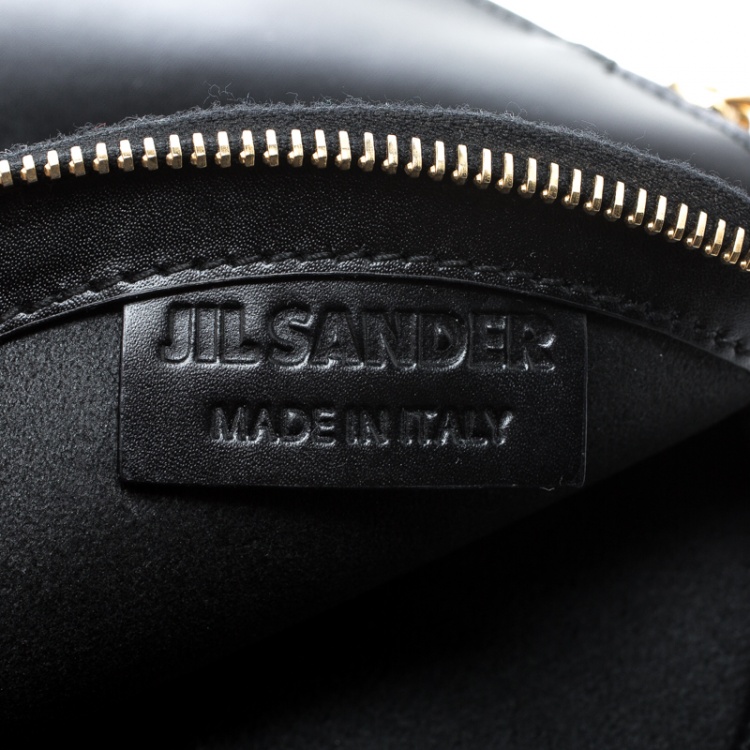 Pre Owned Jil Sander Black Leather Round Clutch