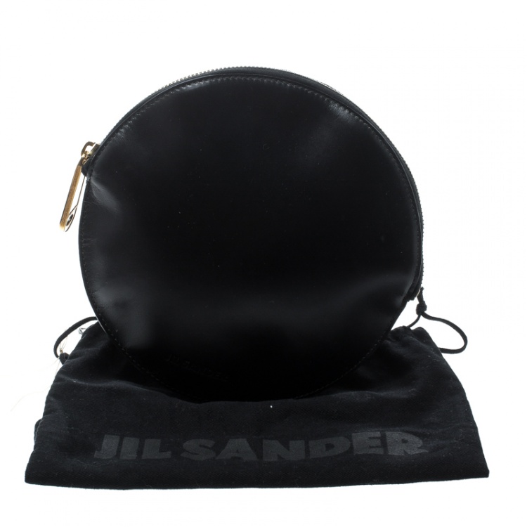 Pre Owned Jil Sander Black Leather Round Clutch