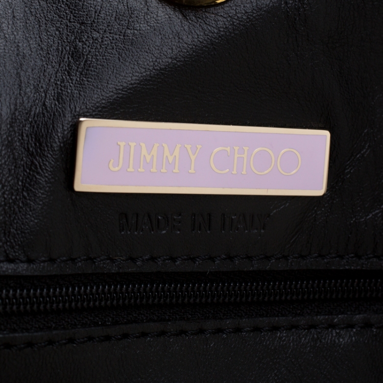 Pre Owned Jimmy Choo Black/Blue Leopard Print Calfhair and Leather Odette Bag