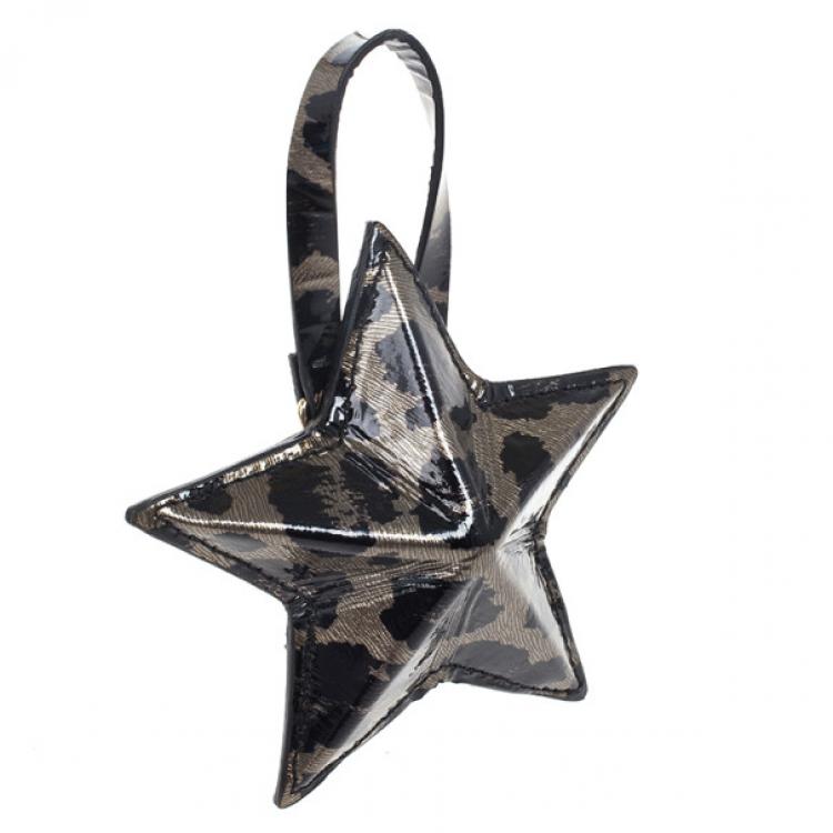 Pre Owned Jimmy Choo Leopard Print Patent Star Pouch