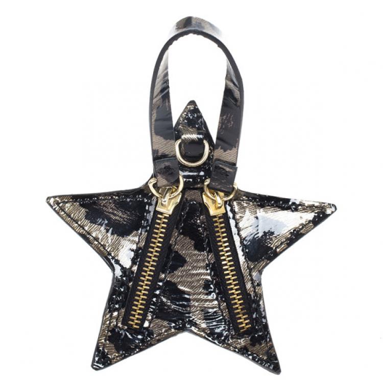 Pre Owned Jimmy Choo Leopard Print Patent Star Pouch