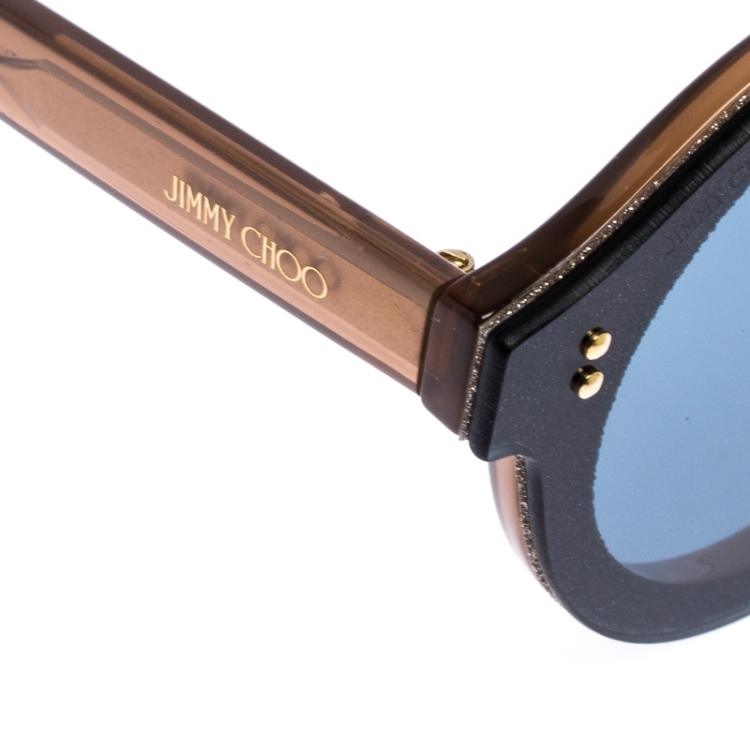 Pre Owned Jimmy Choo Light Brown/Blue Smoke Montie Round Sunglasses