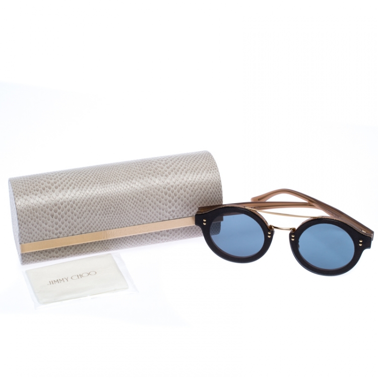 Pre Owned Jimmy Choo Light Brown/Blue Smoke Montie Round Sunglasses