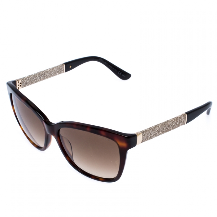مملوكة مسبقًا Jimmy Choo Brown Tortoise Gradient Cora Square Sunglasses