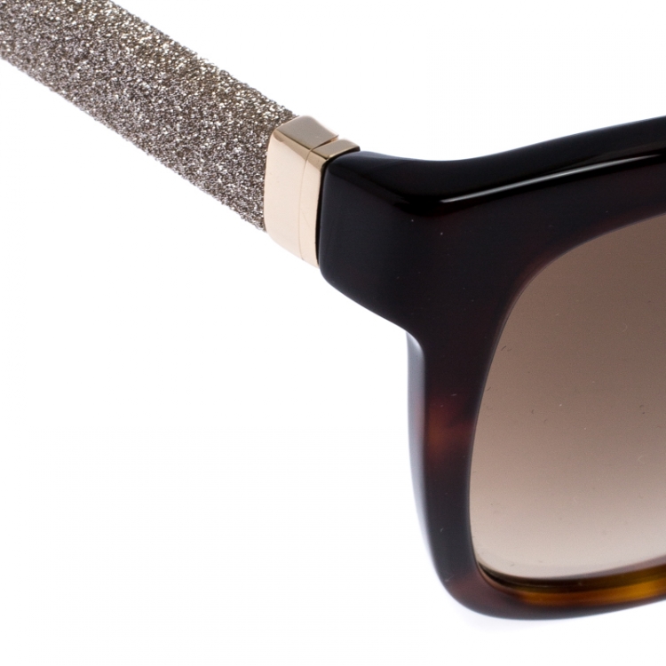 مملوكة مسبقًا Jimmy Choo Brown Tortoise Gradient Cora Square Sunglasses