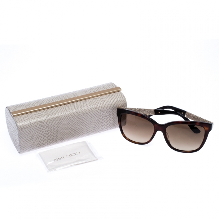 مملوكة مسبقًا Jimmy Choo Brown Tortoise Gradient Cora Square Sunglasses