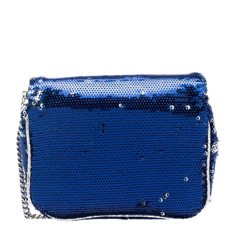 Pre Owned Jimmy Choo Blue/Silver Sequined Ruby Clutch