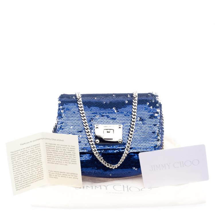 Pre Owned Jimmy Choo Blue/Silver Sequined Ruby Clutch