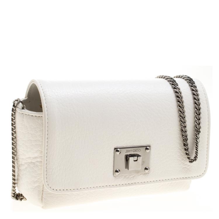Pre Owned Jimmy Choo White Leather Ruby Crossbody Bag