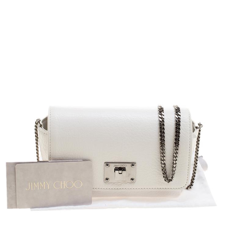 Pre Owned Jimmy Choo White Leather Ruby Crossbody Bag