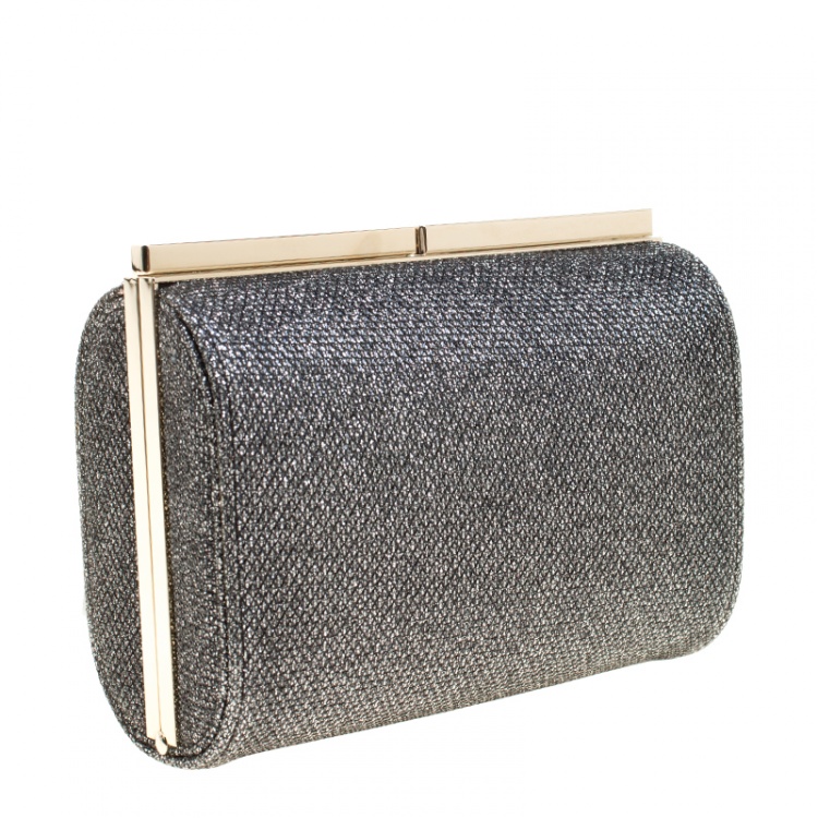 Pre Owned Jimmy Choo Silver Glitter Trinket Clutch