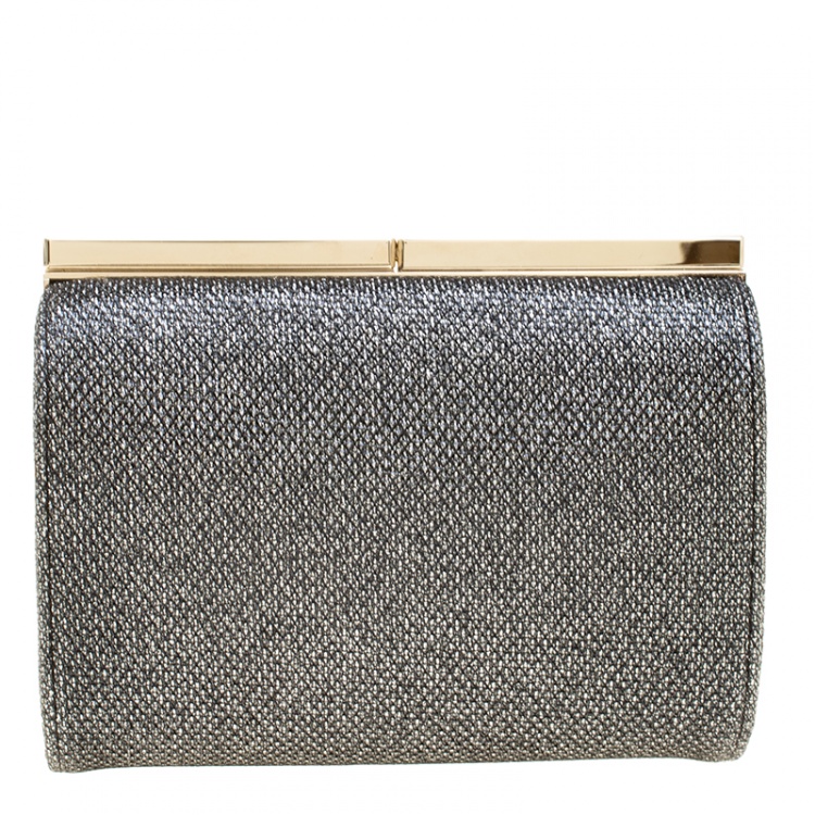 Pre Owned Jimmy Choo Silver Glitter Trinket Clutch