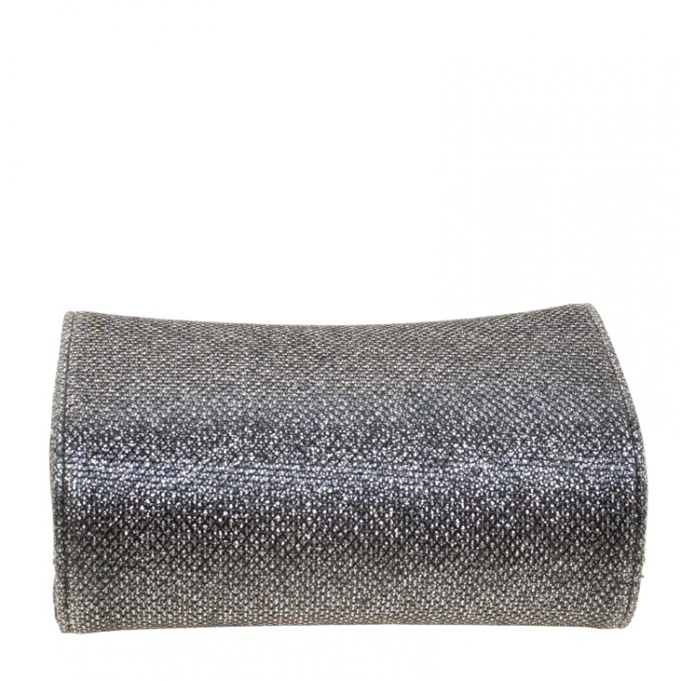Pre Owned Jimmy Choo Silver Glitter Trinket Clutch