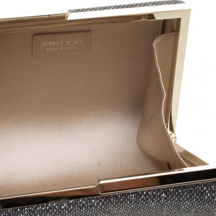 Pre Owned Jimmy Choo Silver Glitter Trinket Clutch