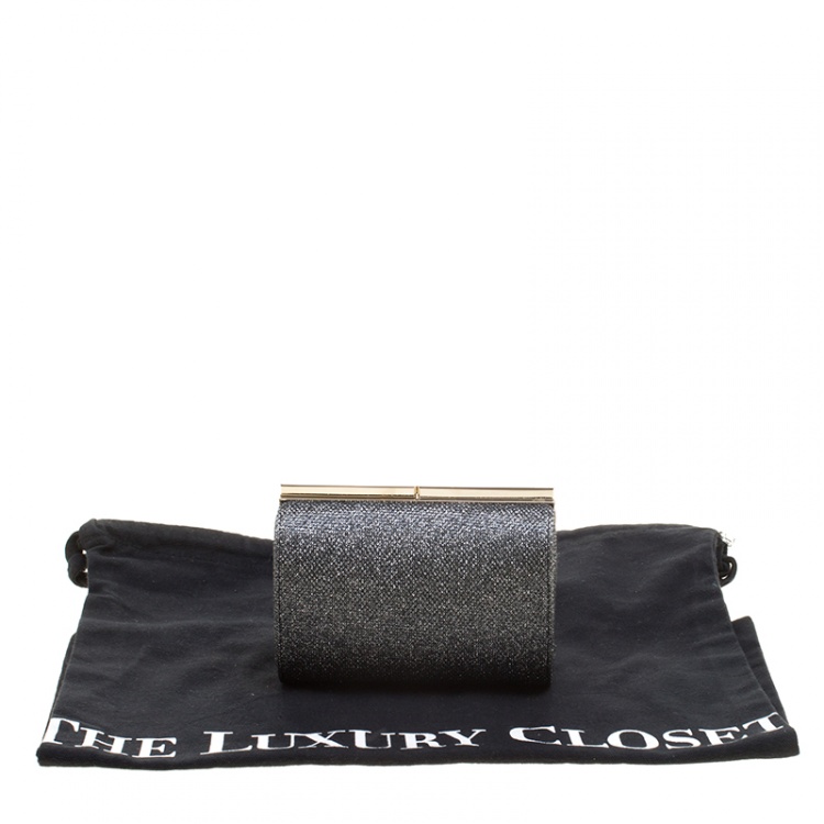 Pre Owned Jimmy Choo Silver Glitter Trinket Clutch