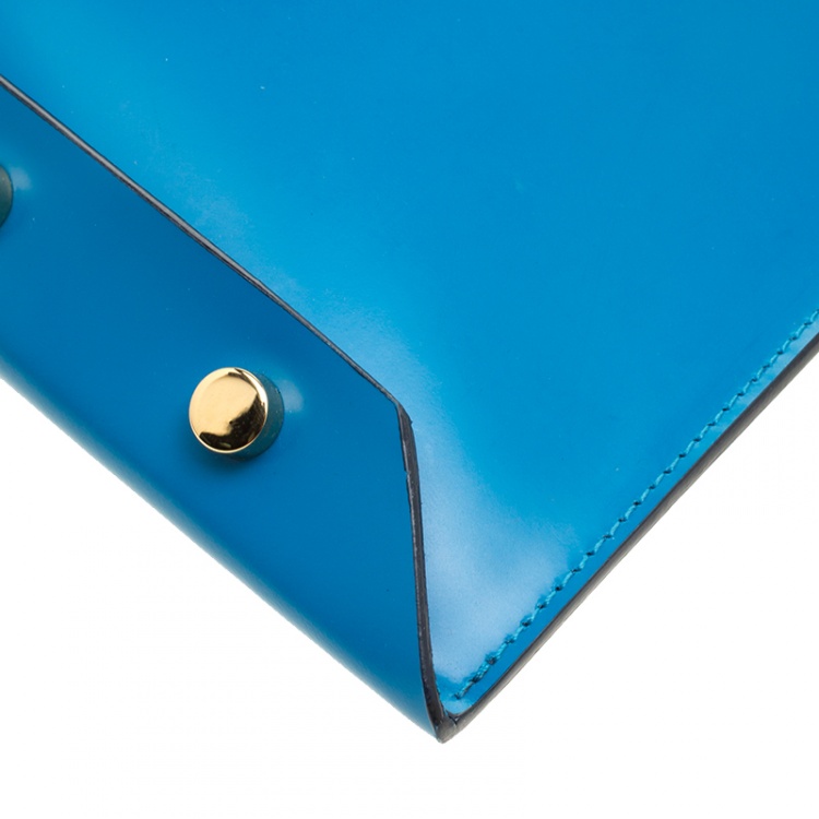 Pre Owned Jimmy Choo Robot Blue Leather Lockett Envelope Clutch