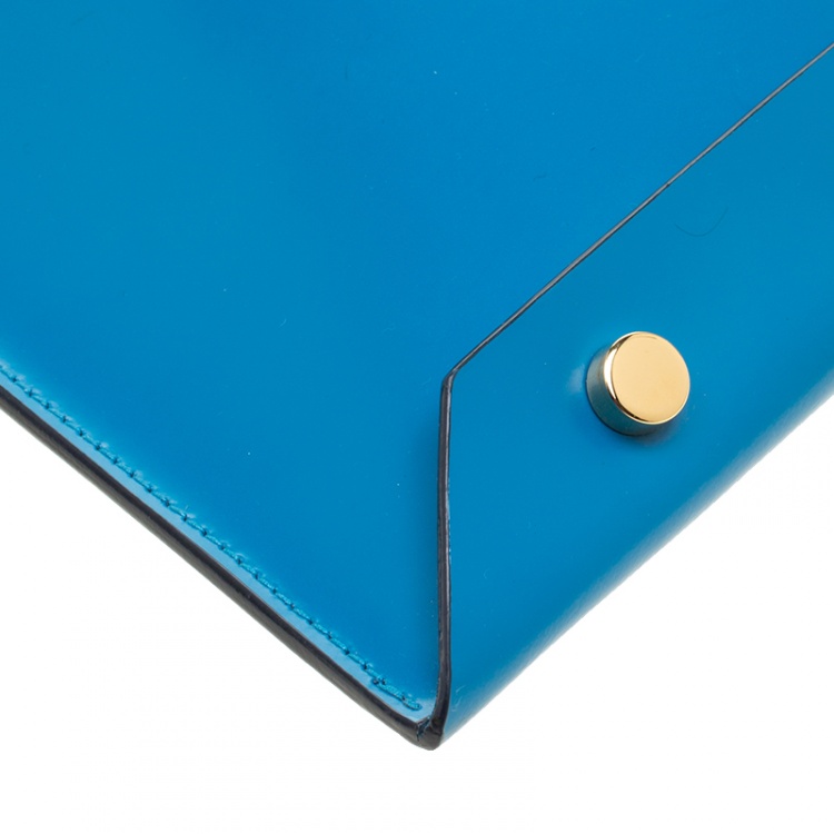 Pre Owned Jimmy Choo Robot Blue Leather Lockett Envelope Clutch