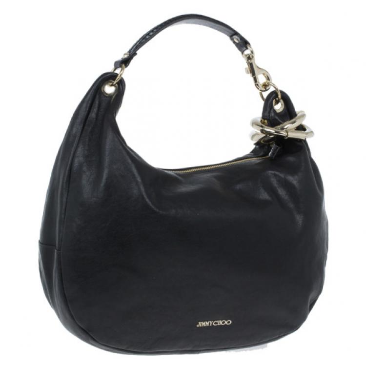 Pre Owned Jimmy Choo Black Leather Sky Hobo