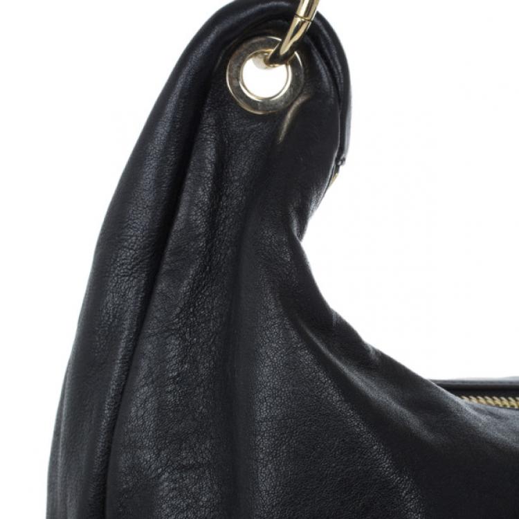 Pre Owned Jimmy Choo Black Leather Sky Hobo