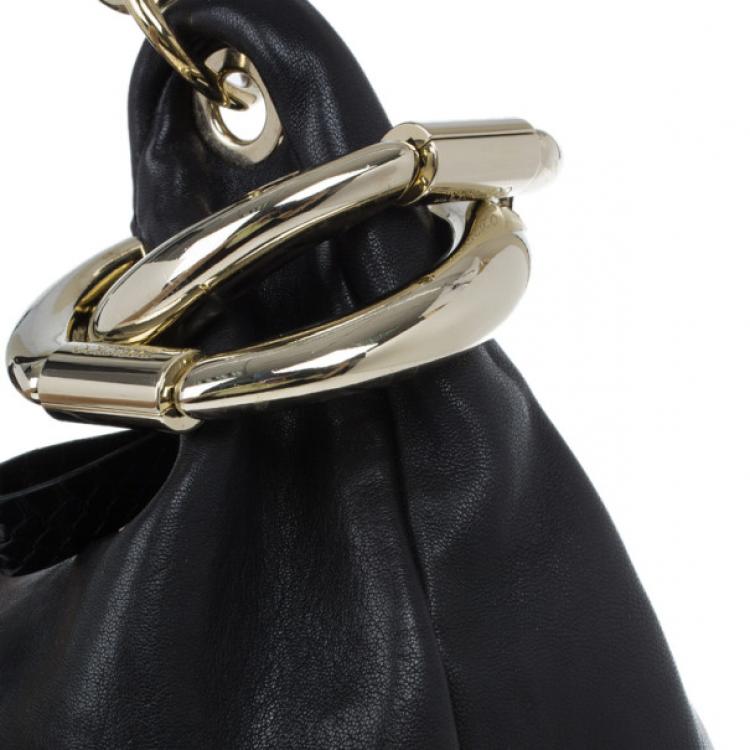 Pre Owned Jimmy Choo Black Leather Sky Hobo