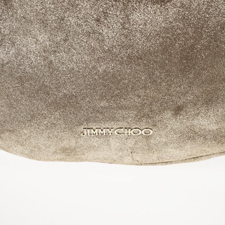 Pre Owned Jimmy Choo Silver Metallic Leather Sky Bangle Hobo 