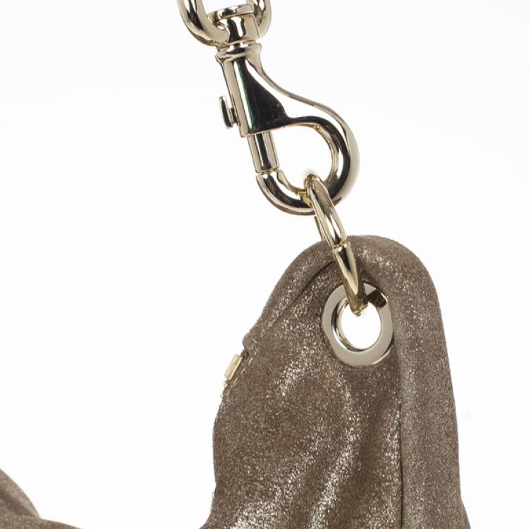 Pre Owned Jimmy Choo Silver Metallic Leather Sky Bangle Hobo 