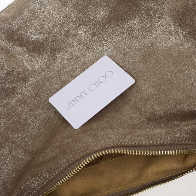 Pre Owned Jimmy Choo Silver Metallic Leather Sky Bangle Hobo 