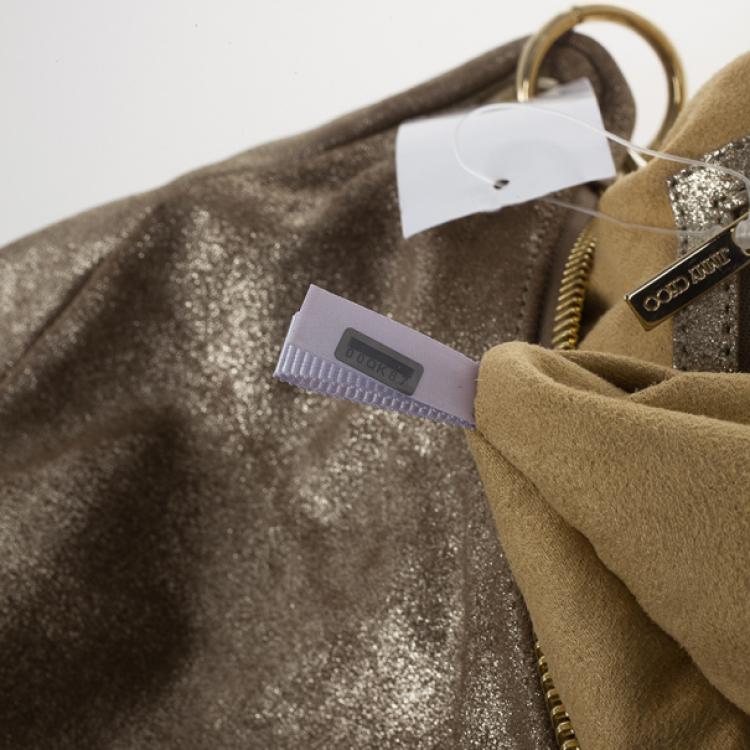 Pre Owned Jimmy Choo Silver Metallic Leather Sky Bangle Hobo 