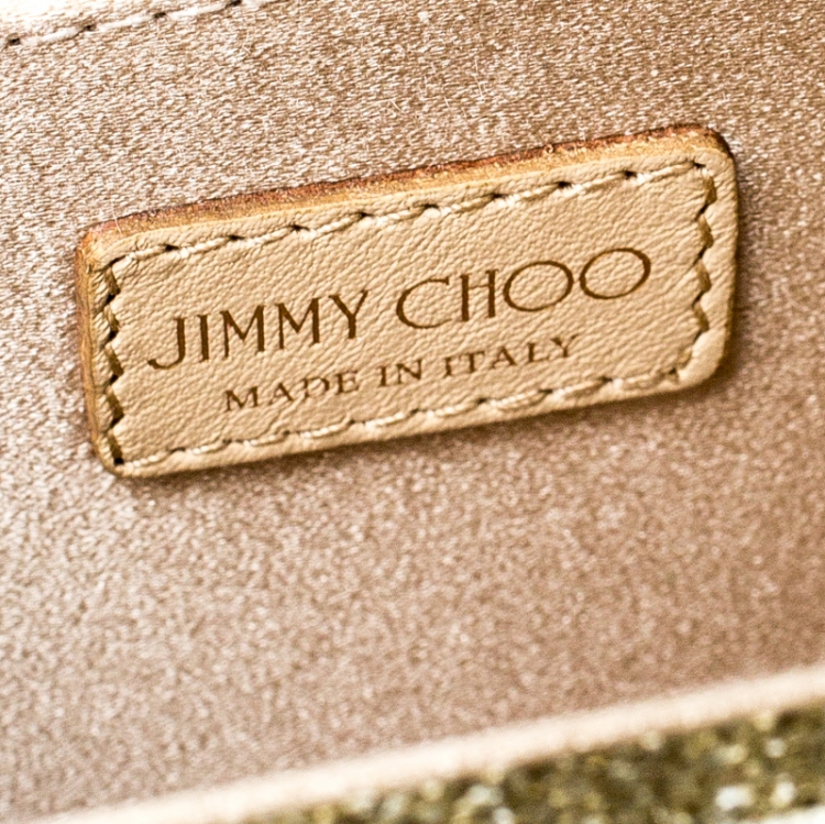 Pre Owned Jimmy Choo Gold Glitter Acrylic Candy Clutch Bag