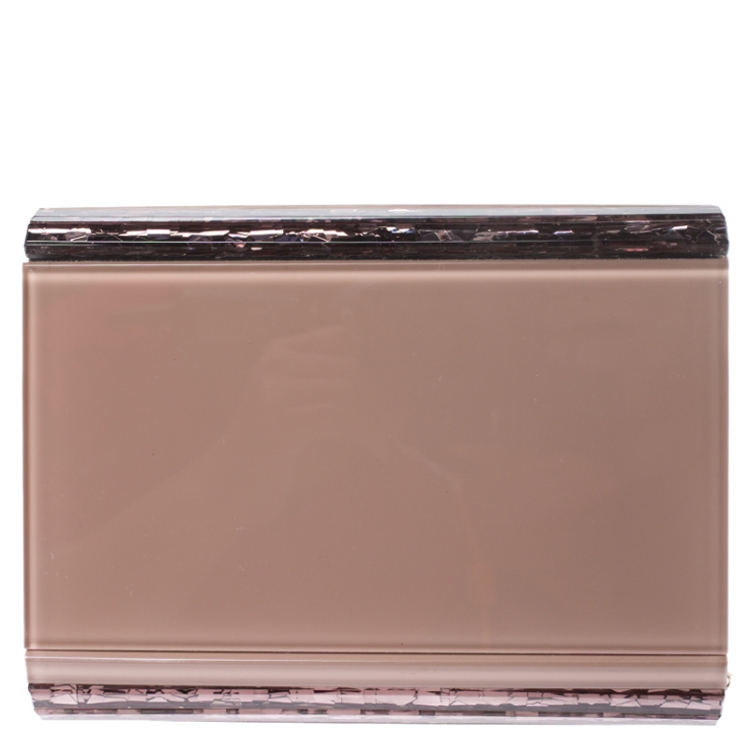 Pre Owned Jimmy Choo Old Rose Shimmering Acrylic Candy Clutch Bag