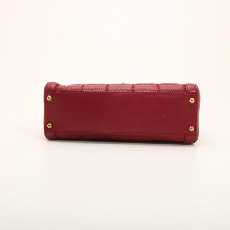 Pre Owned Jimmy Choo Red Calfskin Catherine Box Satchel 