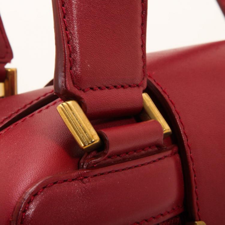 Pre Owned Jimmy Choo Red Calfskin Catherine Box Satchel 