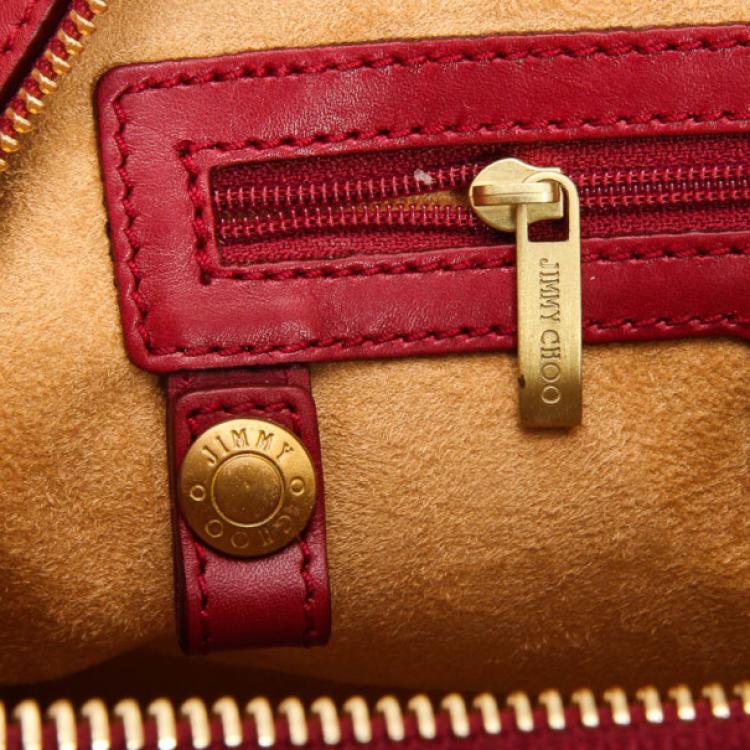 Pre Owned Jimmy Choo Red Calfskin Catherine Box Satchel 